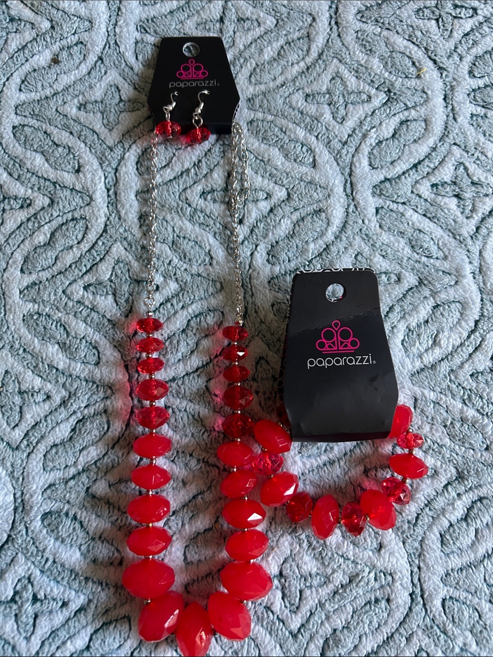 paparazzi Vibrant Red Beaded Necklace and Bracelet Set